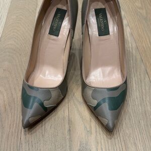 Valentino Women's Camouflage Heels - Green and Gray
